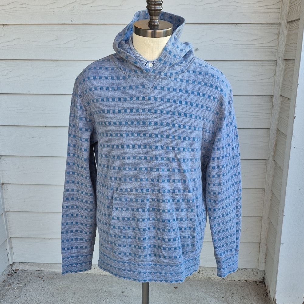 PAUL SMITH Jeans Grey Blue Abstract Cotton Large Mens Hoodie Sweater Sweatshirt